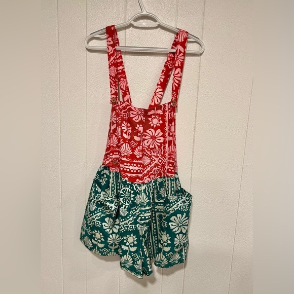 Free People Green and Red  romper jumpsuit - Picture 3 of 11